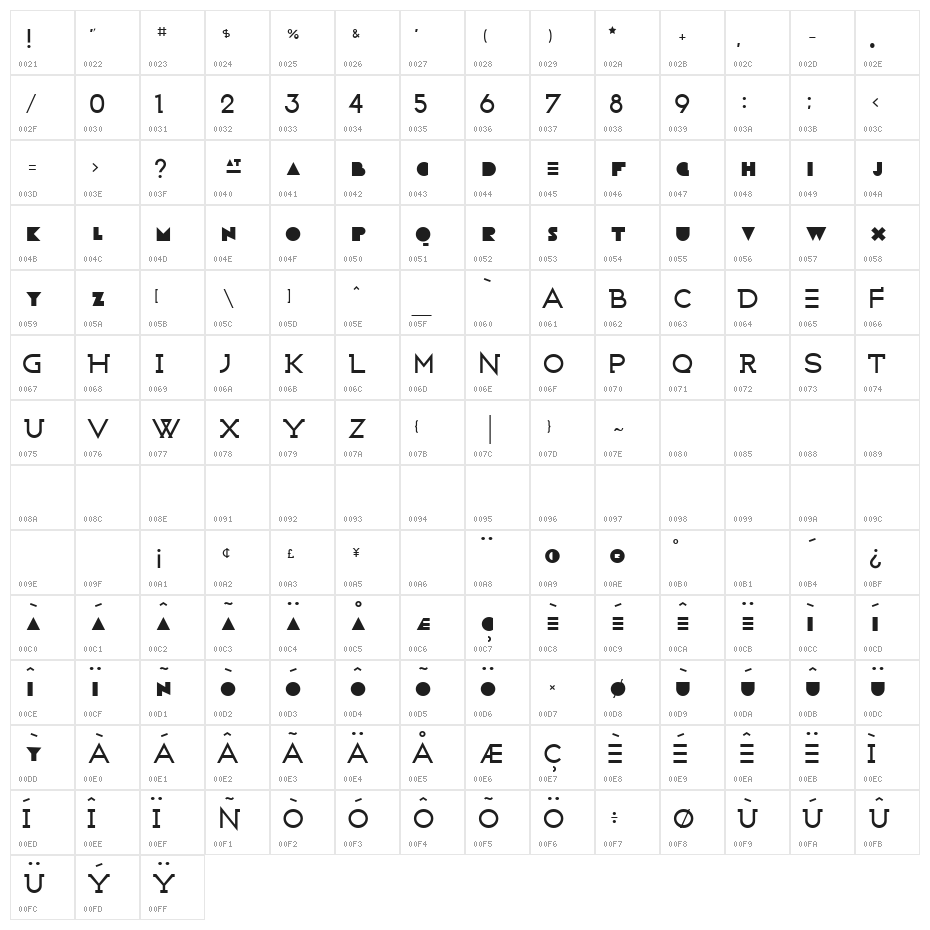 WICKED REGULAR Character Map
