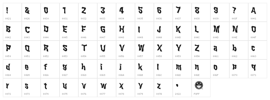 WILD2GhixmNC-Bold Character Map