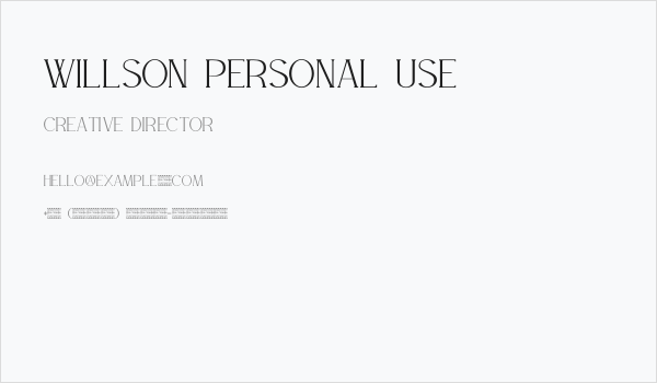WILLSON Personal Use Business Card