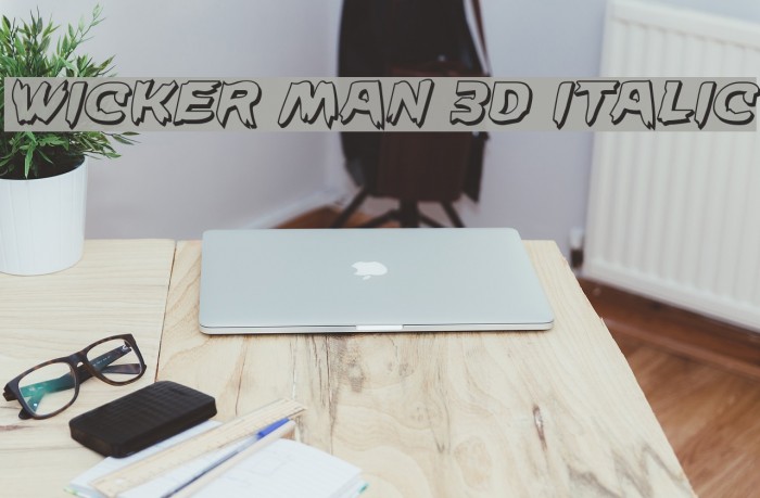 Wicker Man 3D Italic Font examples