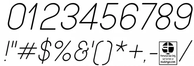 Wida Round Light Demo Italic Font OTHER CHARS