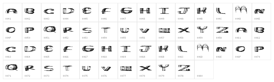 WideThin Character Map