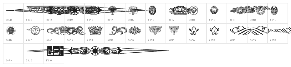 Wieynk Fraktur Vignetten Character Map