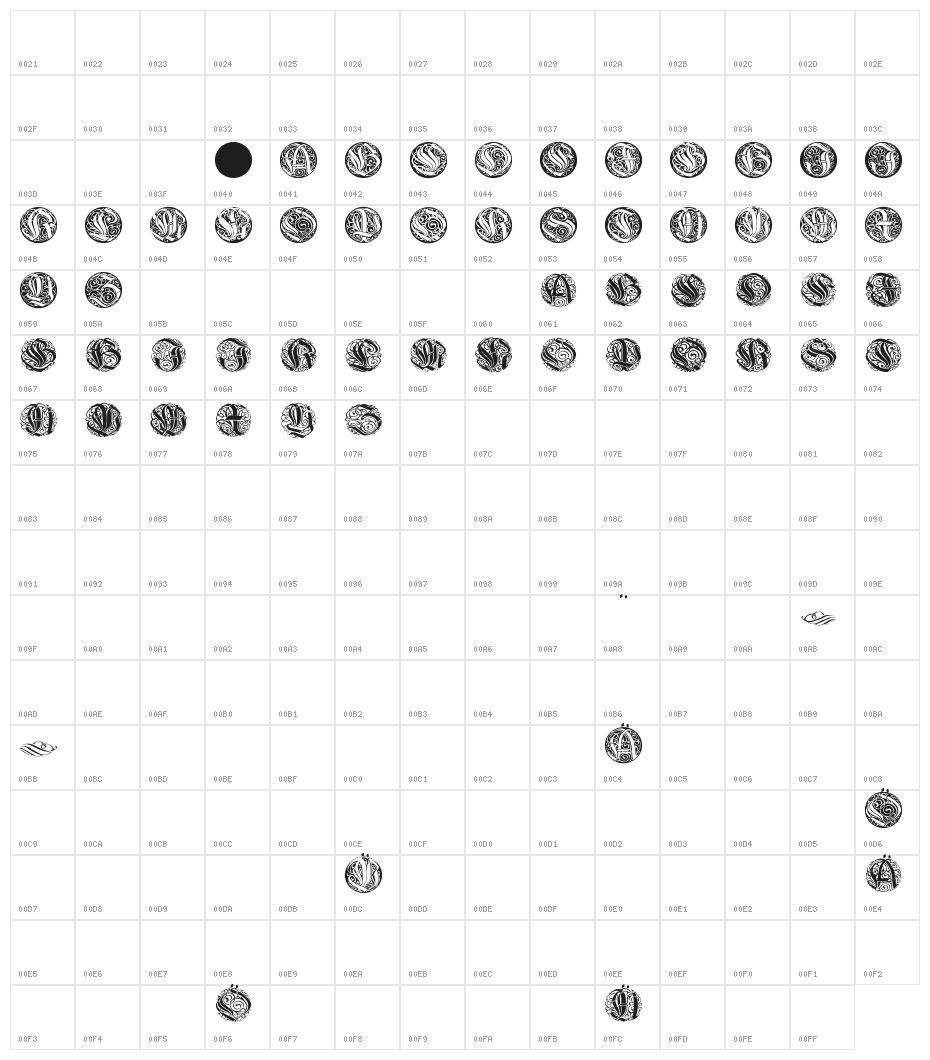 WieynkCapsRound Character Map
