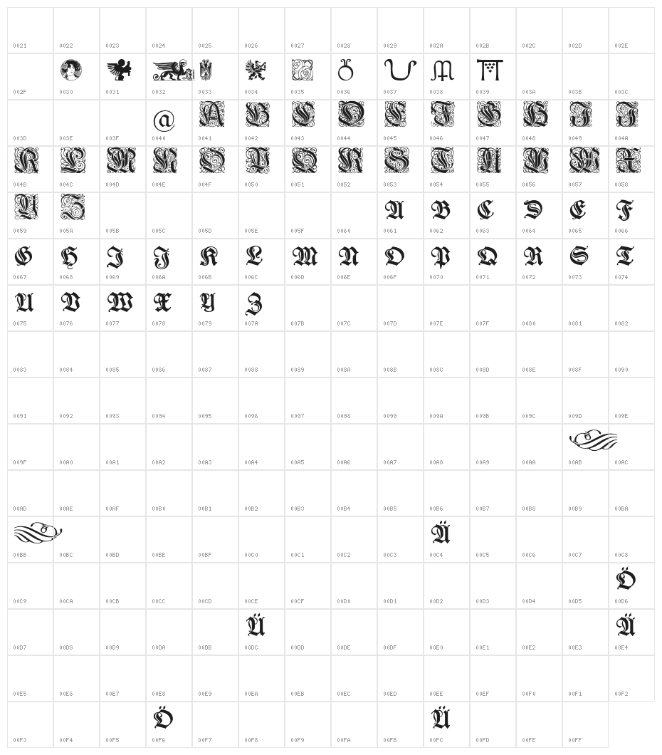 WieynkFrakturInitialen Character Map