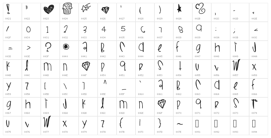 WifiLoveBoo Character Map
