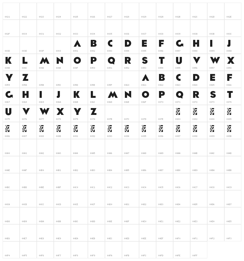 Wigga Wigga Bold Character Map