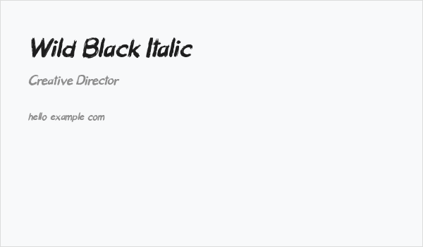 Wild Black Italic Business Card