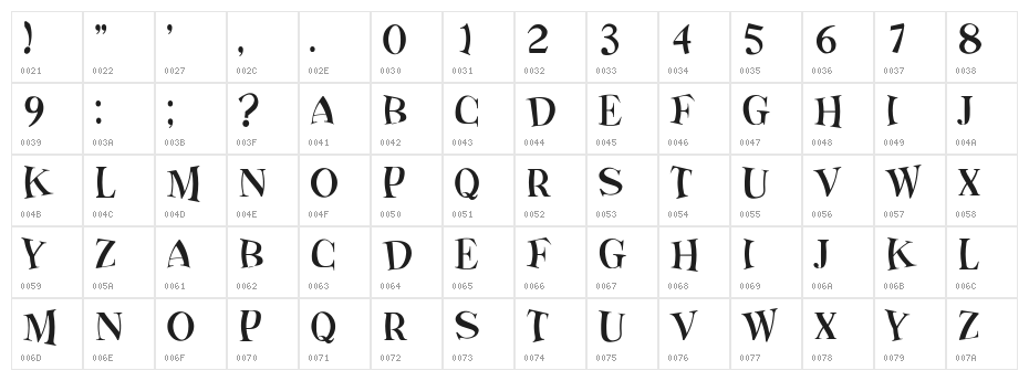 Wild Horse Regular Character Map