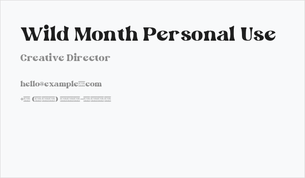 Wild Month Personal Use Business Card