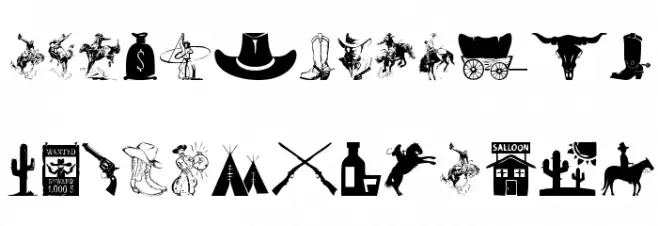 Wild West Icons خط أحرف صغيرة