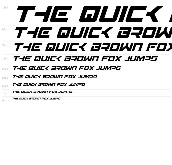 Wildcard Condensed Italic Waterfall