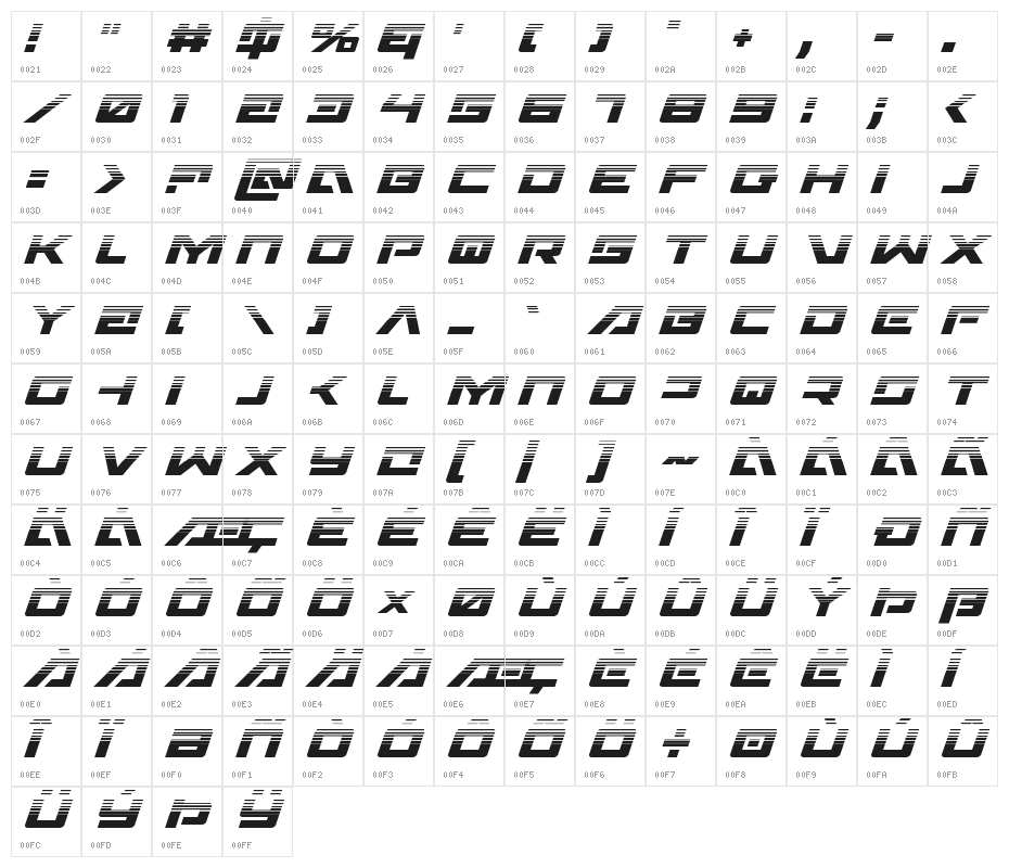 Wildcard Halftone Italic Character Map