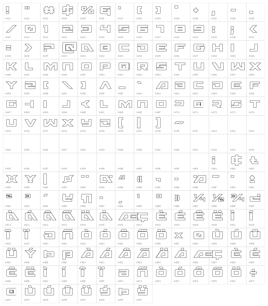 Wildcard Outline Character Map