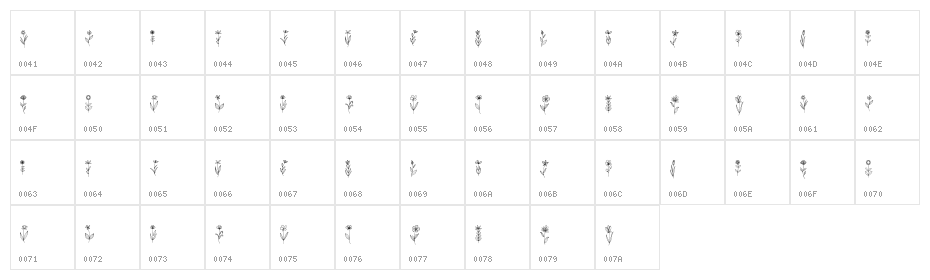 Wildflow Character Map