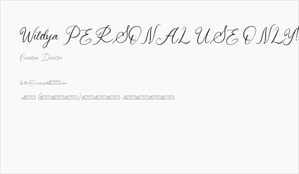 Wildya PERSONAL USE ONLY! Business Card