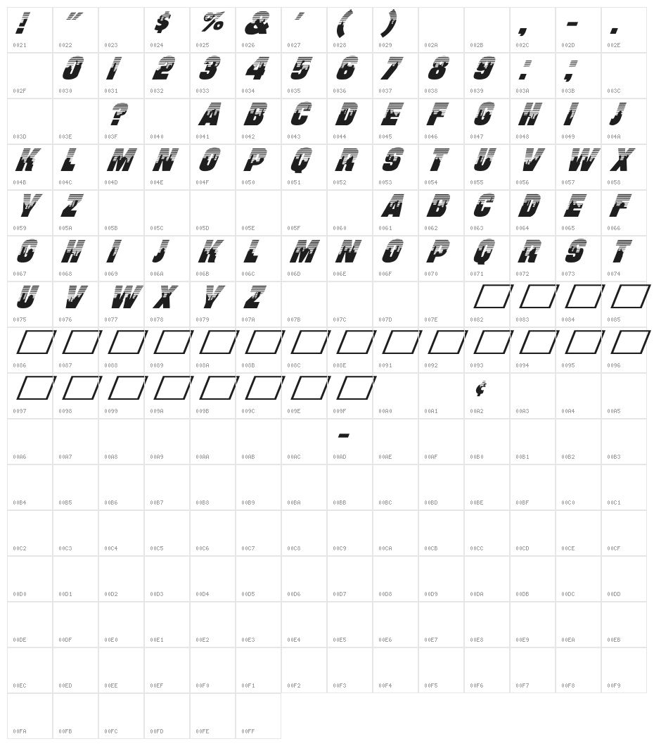 Will Ex Italic Character Map
