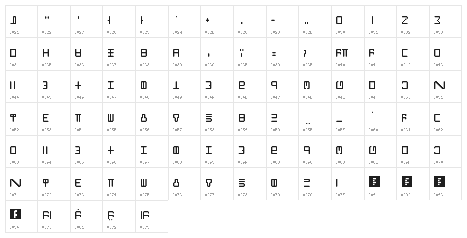 Will Font 1 Regular Character Map