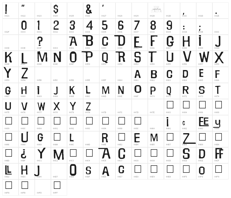 WillRobinson Regular Character Map
