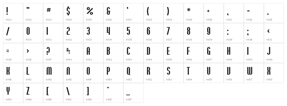 Willamette SF Character Map
