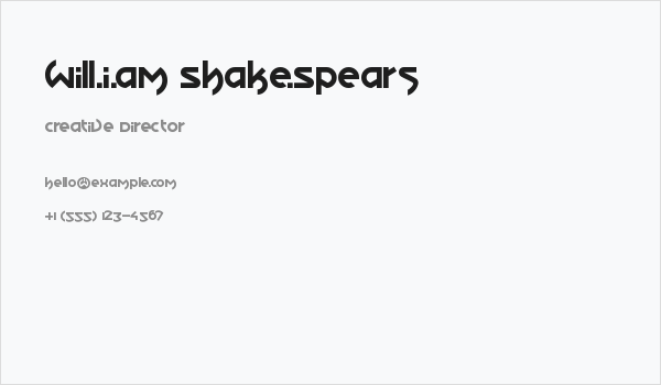Will.i.am Shake.Spears Business Card
