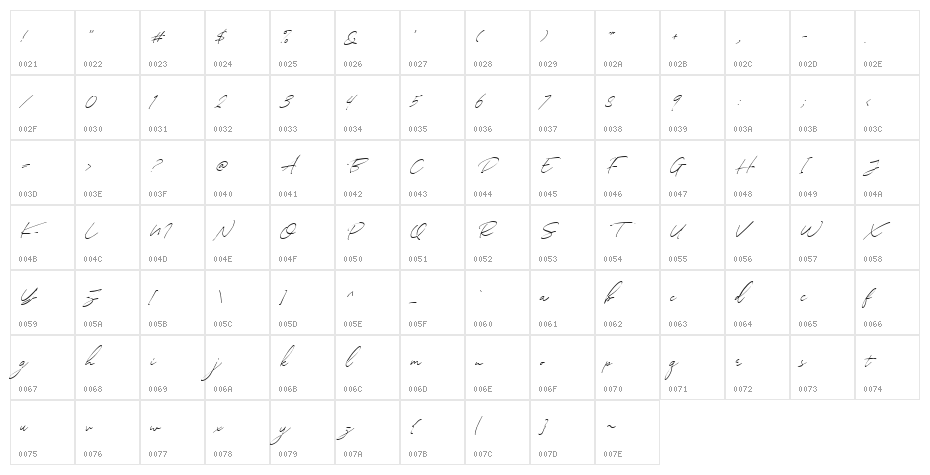 WilliamLetterSignatureDEMO Character Map