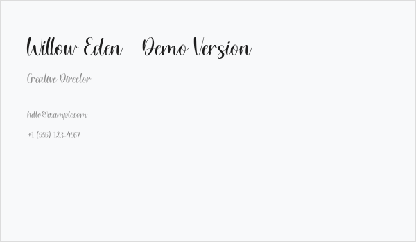 Willow Eden - Demo Version Business Card