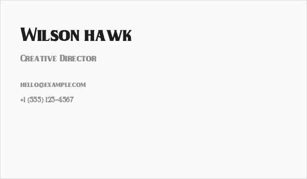 Wilson hawk Business Card