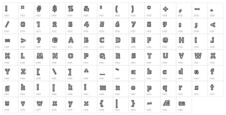 Wincing BRK Character Map