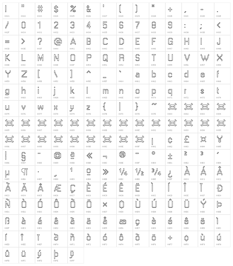 Windows Outline Character Map