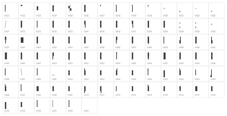Windstone Black Ultra Condensed Character Map