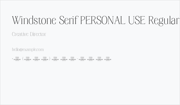 Windstone Serif PERSONAL USE Regular Business Card