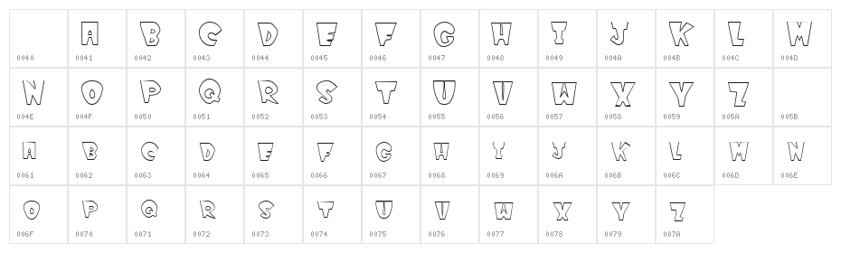 WinksOutline Character Map