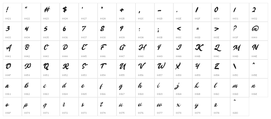 Winland DEMO-Regular Character Map