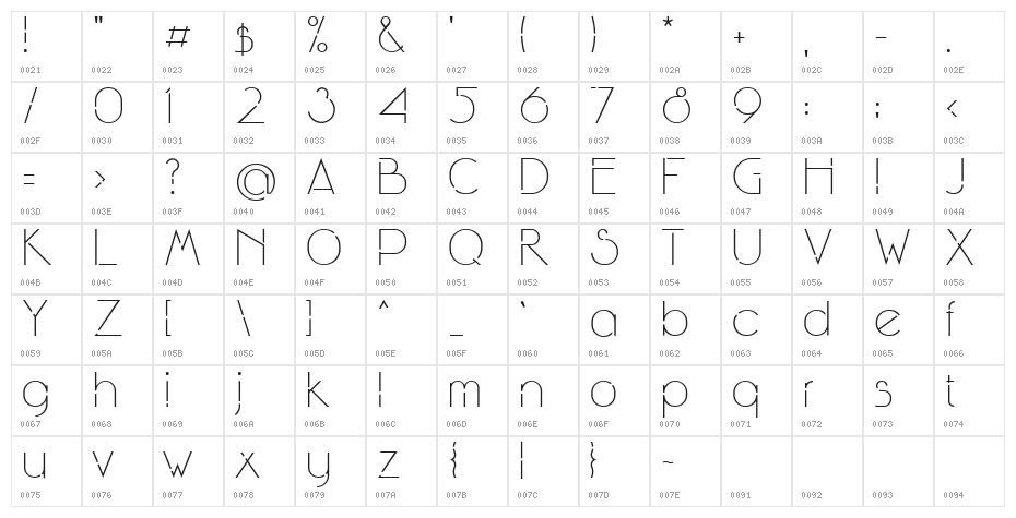 Winsgate18 Winsgate18 Character Map