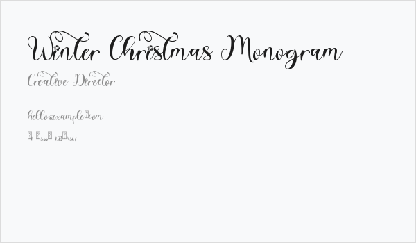 Winter Christmas Monogram Business Card