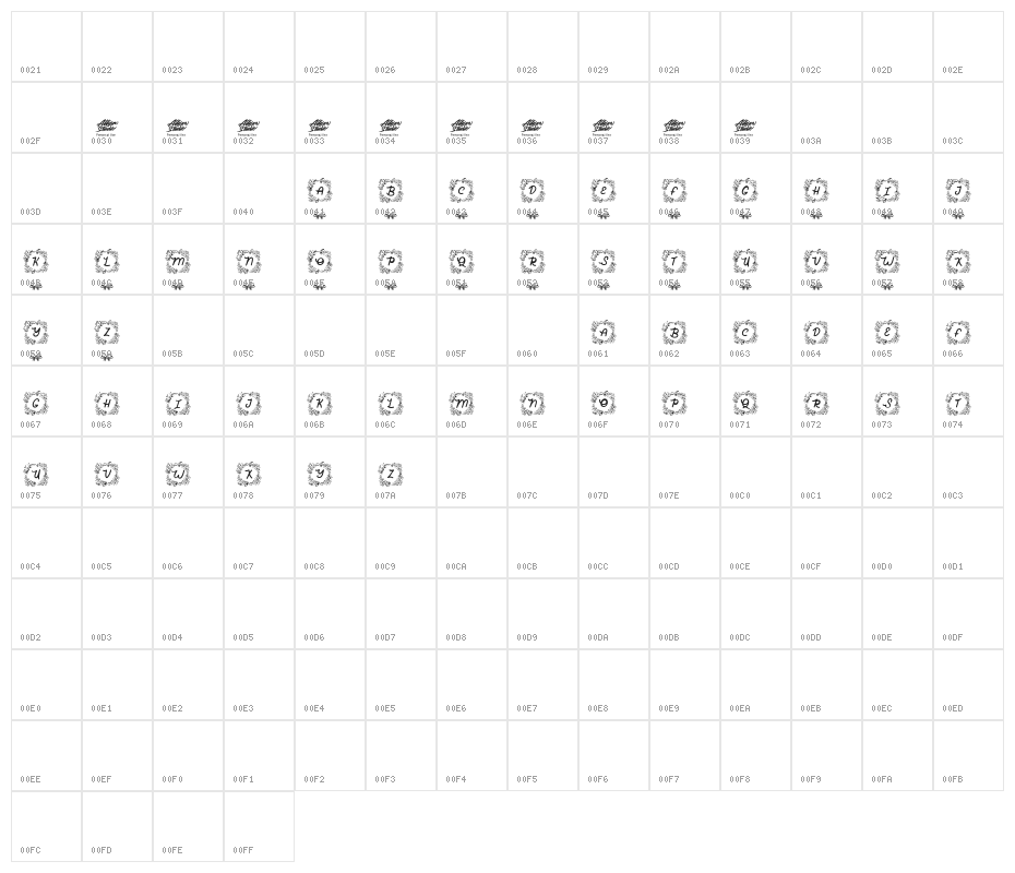 Winter Ribbon Monogram Regular Character Map