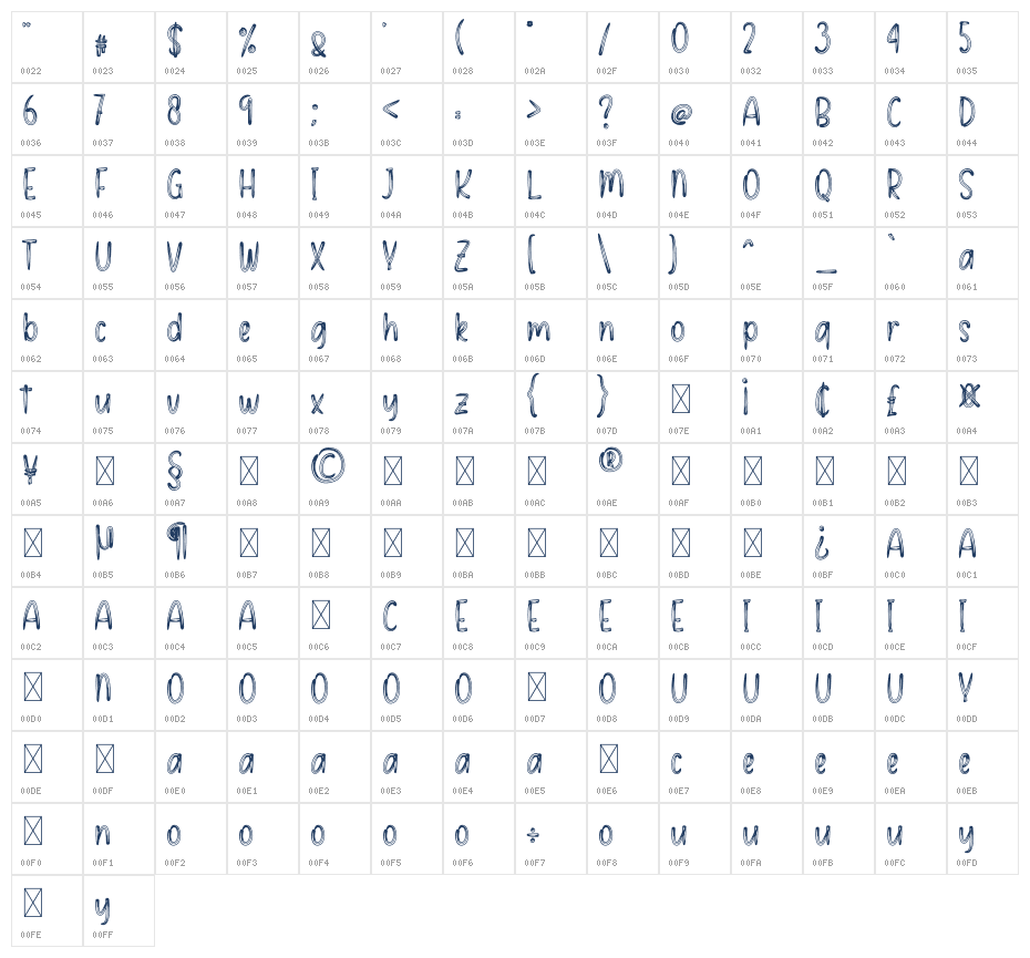Winter Smile Character Map