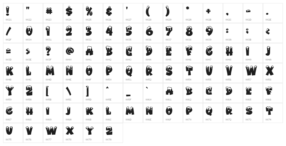 Winter Sunday Regular Character Map