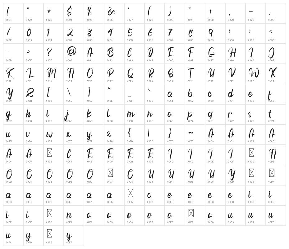 Winter Time Character Map