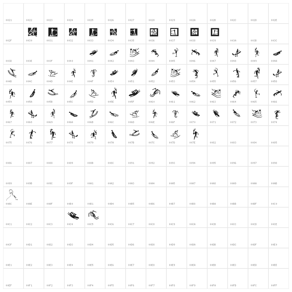 WinterSports Character Map