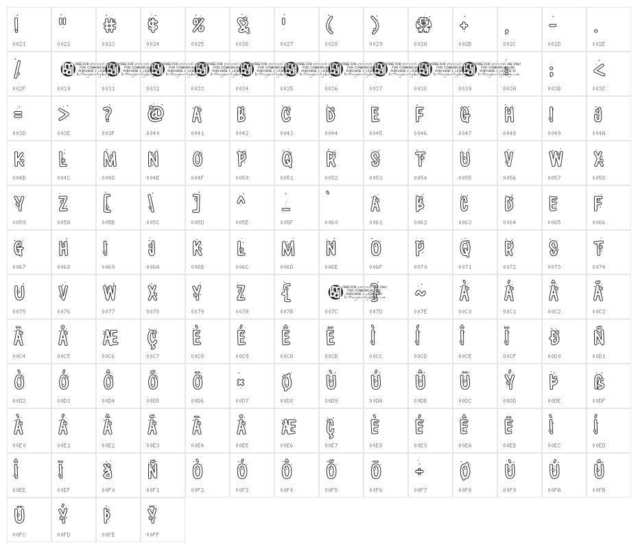 WinterYeti-Regular Character Map