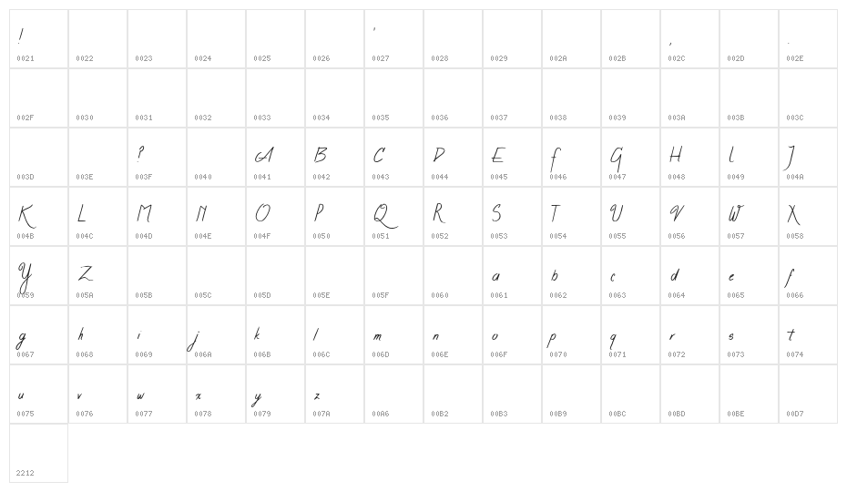 WinteredDebts-Regular Character Map