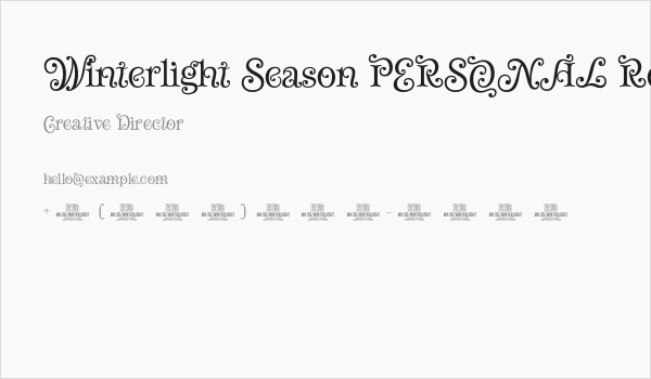 Winterlight Season PERSONAL Regular Business Card