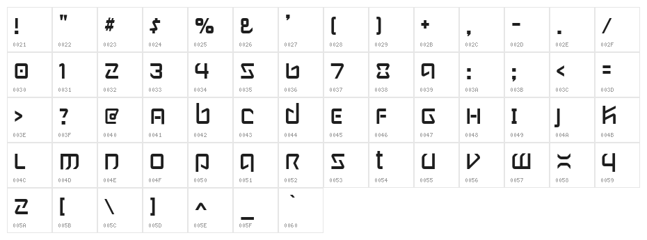 Wintermute Character Map