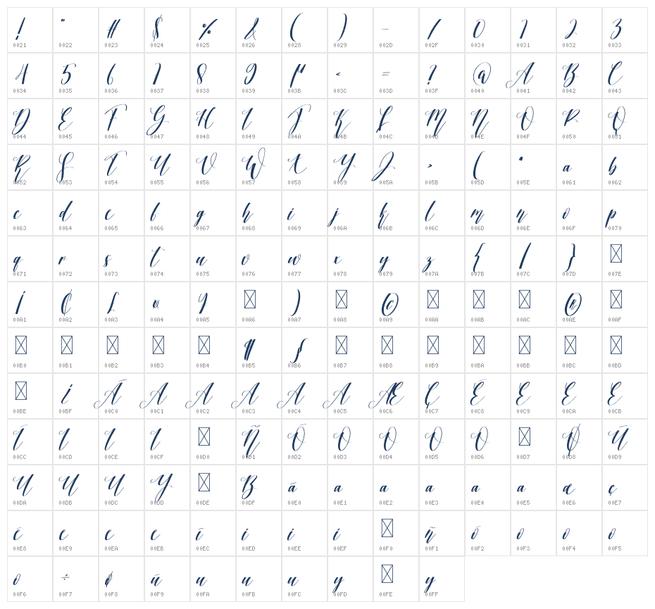 Winterstar Character Map