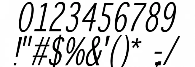 WinterthurCondensedOblique Шрифта ДРУГИЕ символов