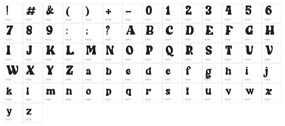 Wintter Regular Character Map