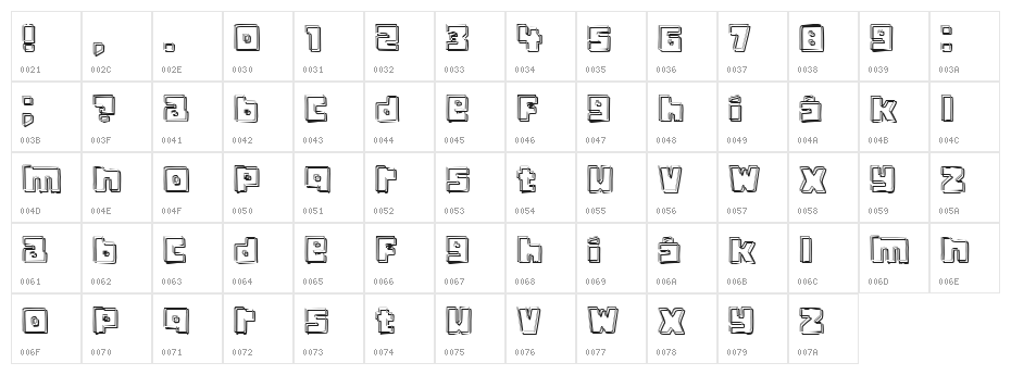 Wire Thin Regular Character Map