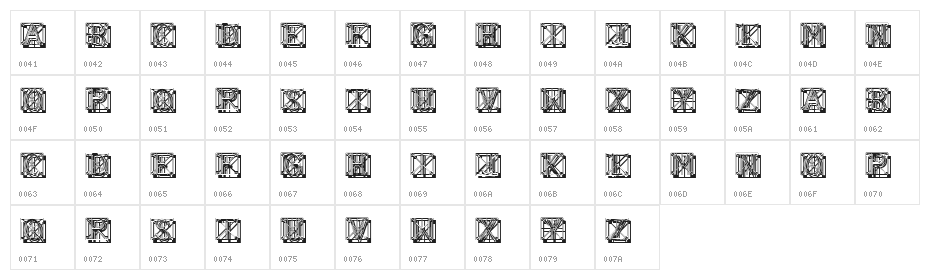 Wired Capitals Regular Character Map
